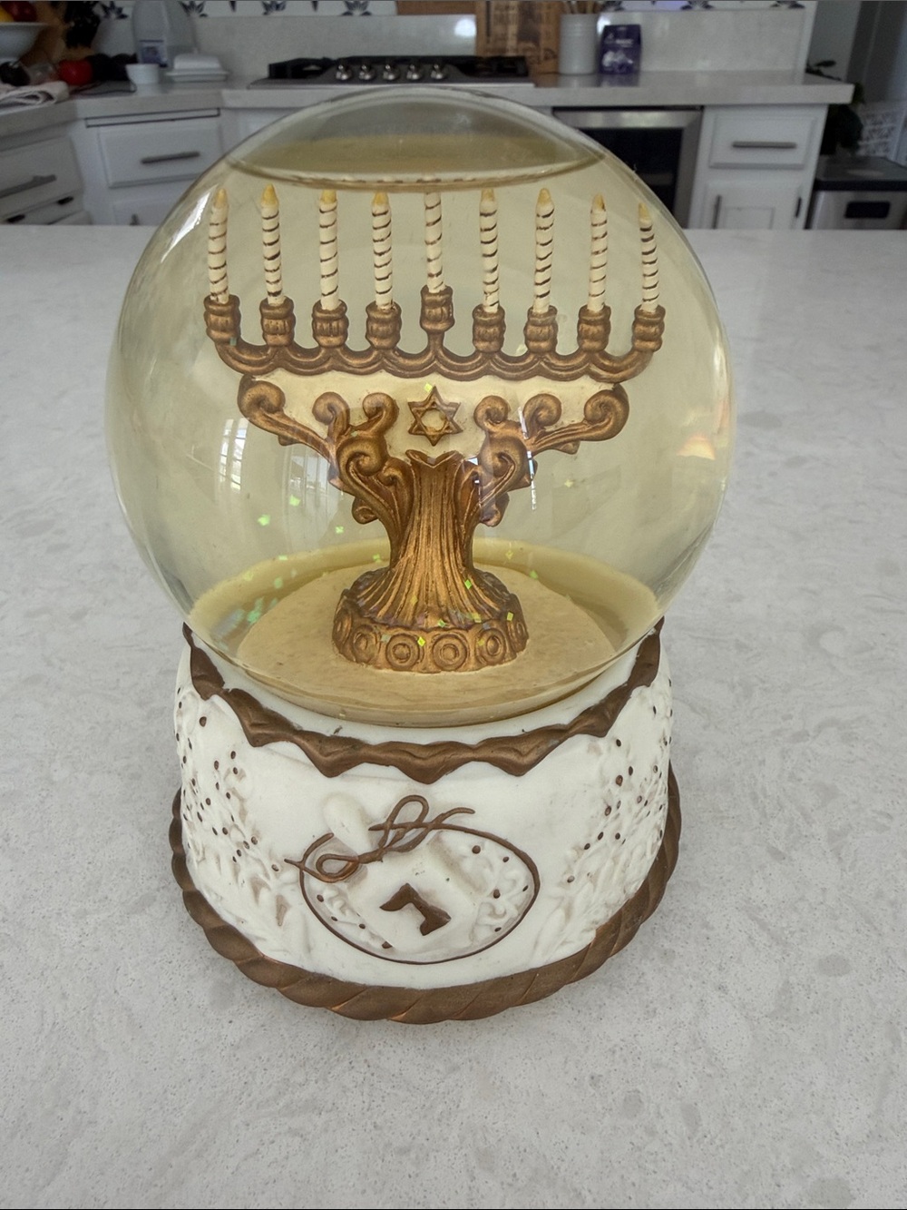 San Francisco Music Box Company Snow Globe Base - White and Gold